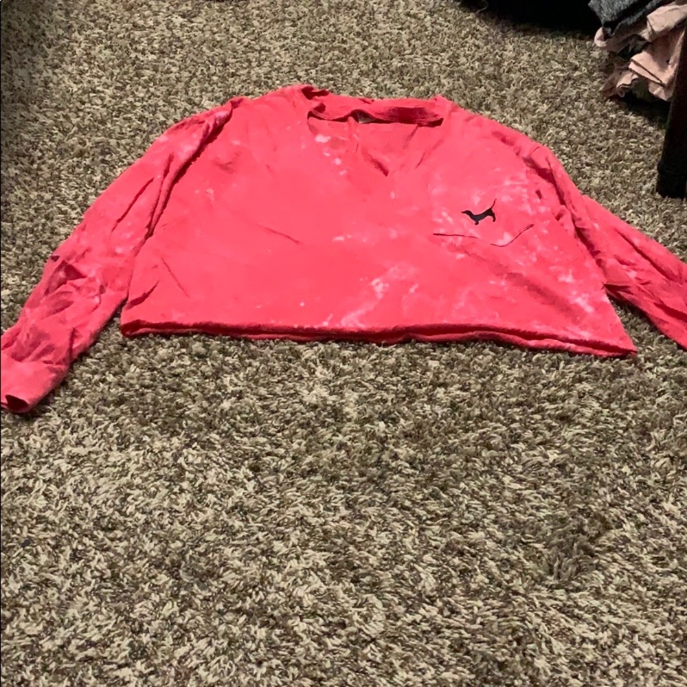 PINk long sleeve crop top